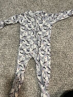 Ghost Print Gray Kids One-Piece Zipper Pajama